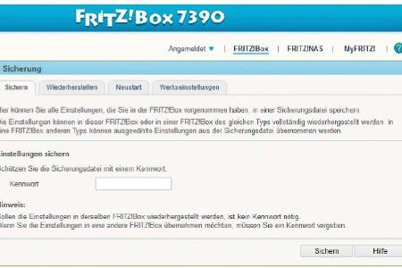 Der erste Schritt bei Experimenten mit der Fritzbox: Sichern Sie die aktuellen Einstellungen des Routers. Bei Bedarf können ...