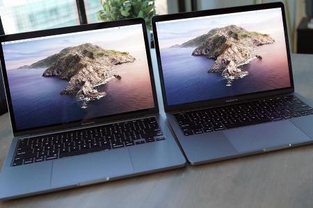 Das neue Macbook Pro (links) verfügt über den gleichen 500-Nit-Retina-Bildschirm mit 2560 x 1600 Pixeln und Hintergrundbeleu...