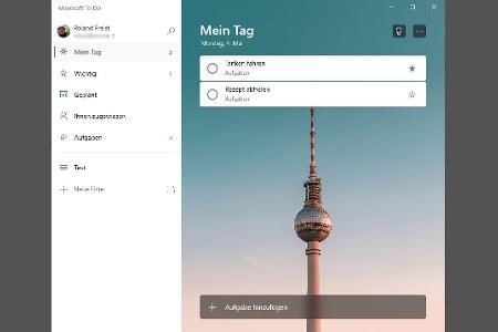 Microsoft To Do hat die Oberfläche von Wunderlist übernommen und bietet sich als einfacher Aufgabenplaner an.