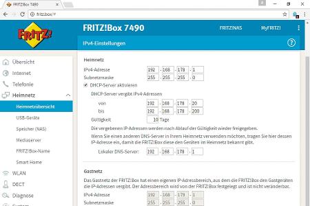 Die Fritzbox ist in der Voreinstellung fest auf die IP-Adresse 192.168.178.1 konfiguriert und vergibt IP-Adressen aus dem Be...