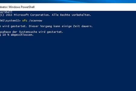 In der Powershell lassen sich mit dem Befehl sfc /scannow die Systemdateien überprüfen und reparieren.