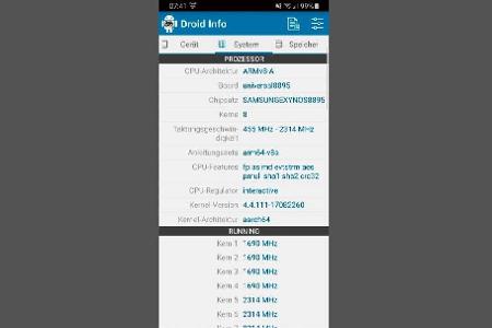 Mit der App Droid Hardware Info lässt sich überprüfen, welcher Prozessor sich in Ihrem Smartphone befindet.