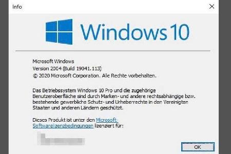 Die Versions- und Build- Nummer des aktuell installierten Windows lässt sich über den „Ausführen“-Dialog (Win-R) und der Ein...