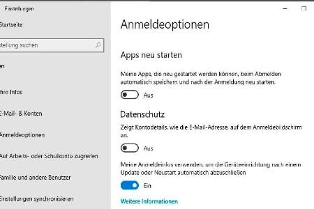 Wer den automatischen Start einiger Anwendungen nach der Windows-Anmeldung unterbinden möchte, belässt den Schalter unter „A...