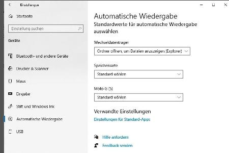 Über die Optionen zur automatischen Wiedergabe in der Einstellungen-App lässt sich festlegen, was nach dem Anschluss eines U...