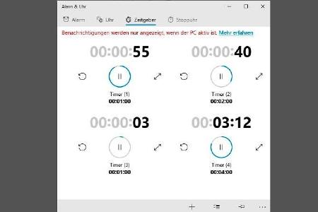 Die App „Alarm & Uhr“ startet bei Bedarf mehrere Countdowns, die etwa beim Einhalten von Garzeiten oder beim Timen mehrerer ...