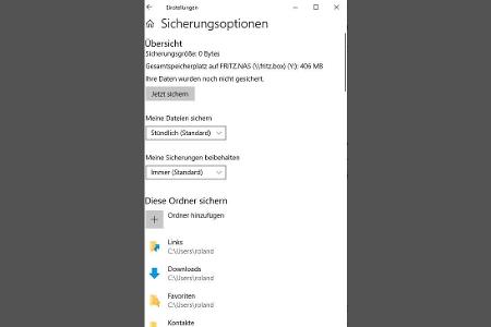 Die Backup-Funktion in den „Einstellungen“ ist vor allem für die schnelle und automatische Sicherung kleinerer Datenmengen g...