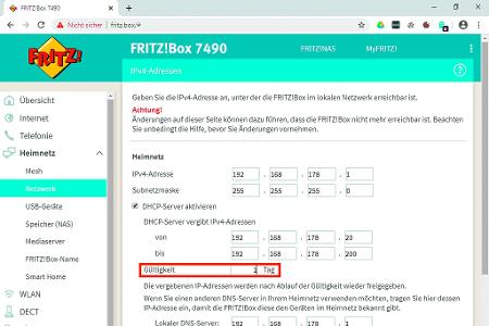 Indem Sie die Gültigkeit der IP-Zuordnung von den voreingestellten zehn Tagen auf einen Tag verringern, können Sie Ihre Frit...