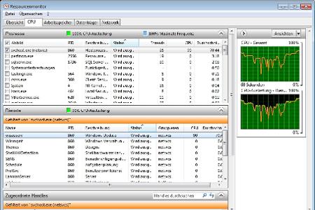 Dienstenamen werden im Ressourcenmonitor ausführlicher als im Task-Manager angezeigt. Dadurch findet man schnell die Erkläru...