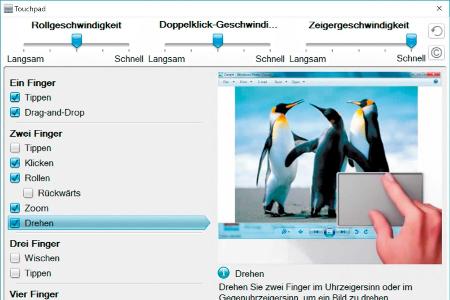 Das Touchpad eines Notebooks wie hier die Einzel- und Doppeltippgesten, die das Klickverhalten der normalen Maus simulieren ...
