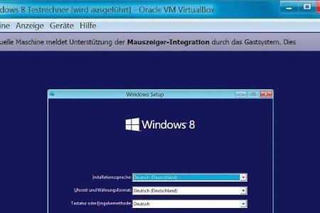 Die Installation von Windows 8 im virtuellen Gast-System gestaltet sich wie gewohnt.