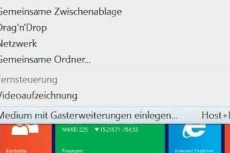 Für eine höhere Bildschirmauflösung können beim ersten Windows-Start die VirtualBox-Gasterweiterungen installiert werden.