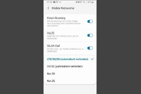 Prüfen Sie in den Smartphone-Einstellungen, ob in den mobilen Netzwerken der Netzmodus auf LTE eingestellt ist. Falls LTE an...