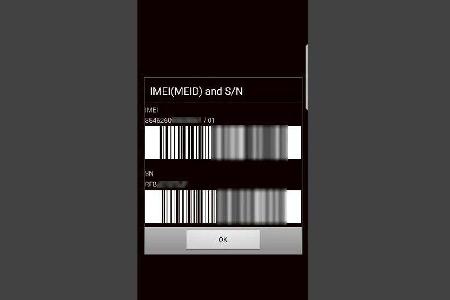 Nach Eingabe der Zeichenfolge *#06# Telefon-App zeigt das Smartphone die IMEI und die Seriennummer an.