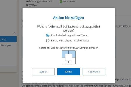 Hier konfigurieren Sie den Funkschalter Fritz Dect 440 für die smarte LED Fritz Dect 500.