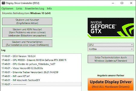 Display Driver Uninstaller entfernt Grafiktreiber vom System, und ermöglicht damit eine neue Installation.