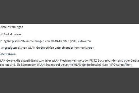 Vor allem bei älteren Geräten kann die WLAN-Verbindung zum Internetrouter an neuen Sicherheitsfunktionen wie PMF scheitern: ...