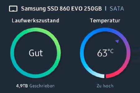 Samsung Magician gibt Auskunft über den Zustand der SSD und zeigt außerdem, welche Datenmenge bisher auf den Flash-Speicher ...
