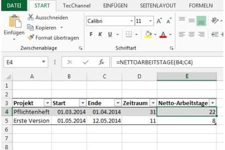 Für Projektplaner bietet Excel die nützliche Funktion Nettoarbeitstage.