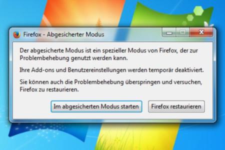 Im abgesicherten Modus lässt sich Firefox häufig auch bei Problemen starten.