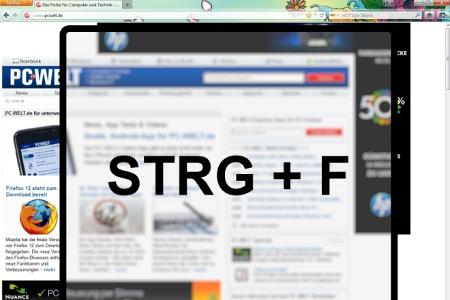 Mit Strg+F (Find) öffnen Sie die Firefox-Suche, mit der Sie Websites auf Schlüsselbegriffe durchleuchten. Mit Strg+G setzen ...