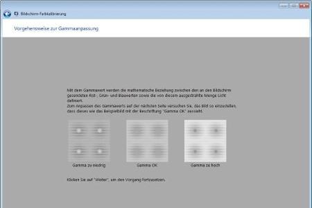 2. Der erste Schritt bei der Kalibrierung besteht in der Gammaanpassung.