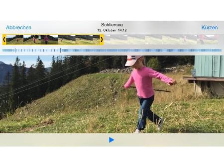 Anfang und Ende eines Zeitraffers und eines Slow-Mo-Videos können Sie kürzen. Bei einem Slo-Mo-Video (abgebildet) lassen sic...