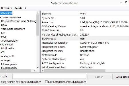 Msinfo32 zeigt ihnen an, ob Windows mit Uefi-Firmware oder dem herkömmlichen Bios gestartet wurde.