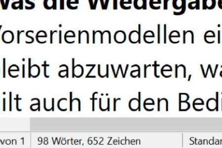 Der integrierte Zähler zählt Wörter und Zeichen im Text