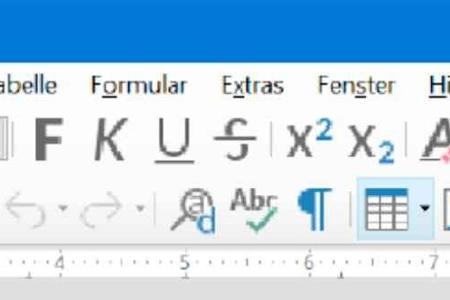 Über die Symbolleiste können Tabellen eingefügt werden.
