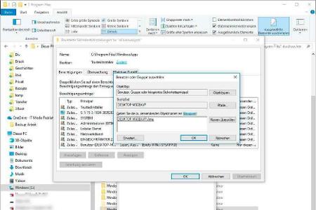Über das Kontextmenü holen Sie sich die nötigen Zugriffsrechte, um auf die Ordner mit den Windows-10-Apps zugreifen zu können.