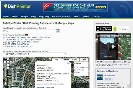 www.dishpointer.com: Satelliten-Schüssel optimal ausrichten
