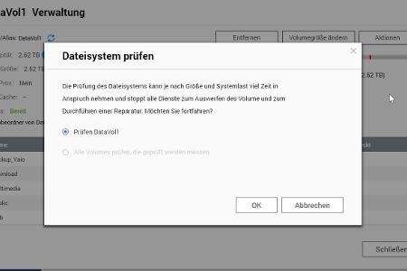 Zur NAS-Pflege gehört eine gelegentliche Dateisystemprüfung.