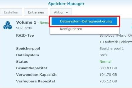 Das Dateisystem entscheidet, ob Sie die NAS-Platten defragmentieren müssen.