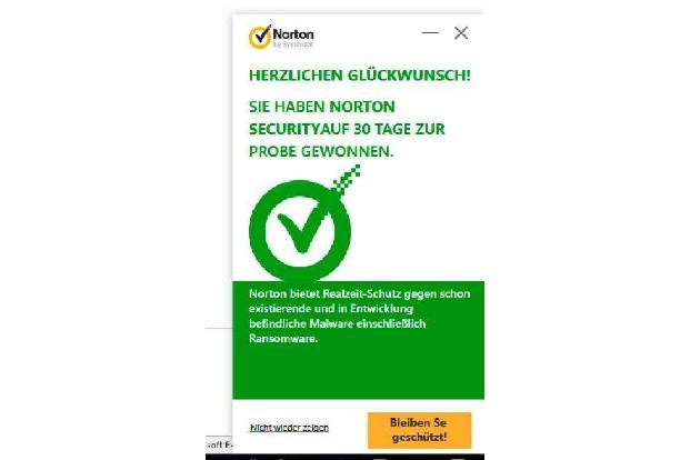 Diese Norton- Lizenz war bereits abgelaufen, als sie 30 Tage Schutz verschenkte.