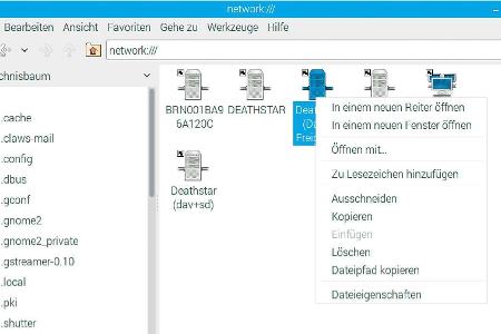 Netzwerkfreigaben lassen sich direkt über den Dateimanager einbinden.