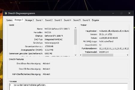 Die Grafikkarten-Informationen im DirectX-Diagnoseprogramm.