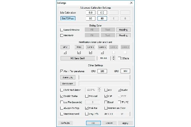 Real Temp erlaubt eine Definition des Schwellenwerts für die CPU-Temperatur und löst beim Erreichen auf Wunsch einen Alarm aus.