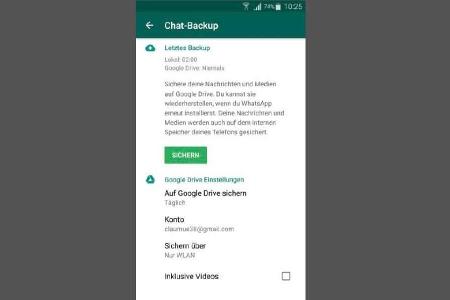 Mithilfe von Google Drive lässt sich ein Backup des Whatsapp-Chatverlaufs erstellen.