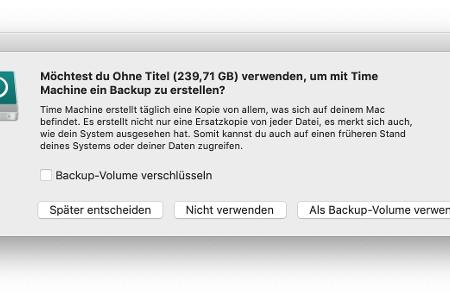 Ein Backup-Medium für Time Machine einzurichten ist ganz einfach. Man muss nur ein leeres Medium anschließen und die Nachfra...