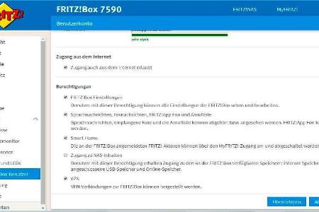 Für den VPN-Fernzugriff legen Sie in der Fritzbox-Bedienoberfläche einen Benutzer an, der ein sehr starkes Passwort besitzen...