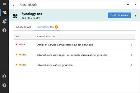 Hier meldet Bitdefender Home Scanner eine Denial-of-Service-Schwachstelle in unserem NAS.