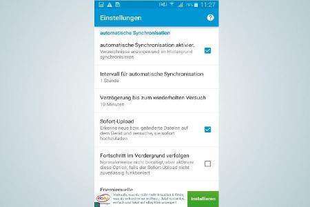 In den App-Einstellungen lässt sich die automatische Synchronisation aktivieren und das bevorzugte Intervall für die Wiederh...