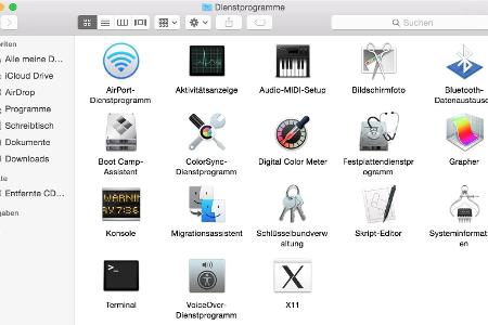Das Programm Schlüsselbundverwaltung befindet sich im Ordner Dienstprogramme. Dies bildet den fest in OS X integrierten Kern...