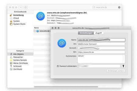 Sämtliche Kennwörter sind unter OS X in einer Datenbank gesichert. Sie werden im Dienstprogramm Schlüsselbundverwaltung in e...