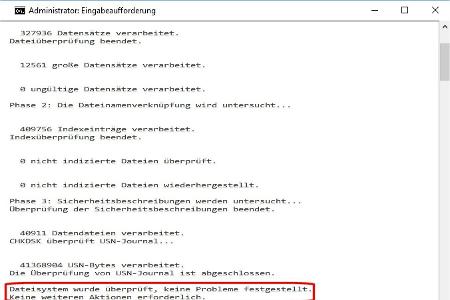 Das Tool Chkdsk prüft Festplatten nicht nur auf mögliche Fehler, sondern repariert diese auch automatisch.