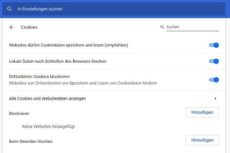 Bei Chrome und Firefox können Sie Ausnahmen für Websites einrichten, bei denen die zuvor festgelegten Regeln nicht gelten.