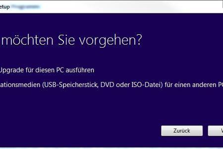 Das Media Creation Tool lädt automatisch die aktuellste Version von Windows 10 herunter und überträgt diese dann auf Wunsch ...