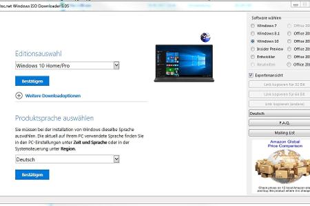 Mit dem Microsoft Windows and Office Download Tool finden Sie die ISO-Dateien bestimmter Windows-Versionen, außerdem werden ...