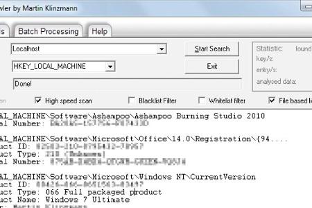 Der License Crawler durchsucht die Registry nach sämtlichen Programmen, die dort ihre Seriennummer ablegen. Die gefundenen E...